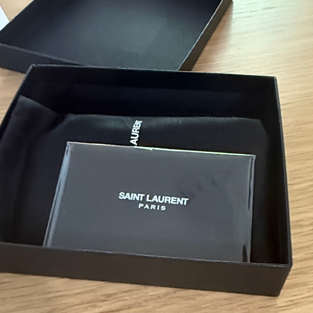 Saint Laurent Black Card Holder with Gold Logo NWT - Picture 4 of 5